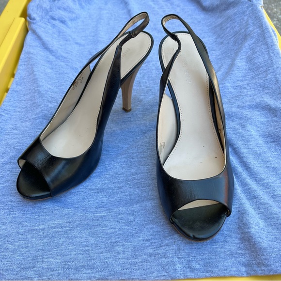 Nine West Snowball Heels Slingback Pump in Black Open Toe/Peep-toe - Picture 2 of 7